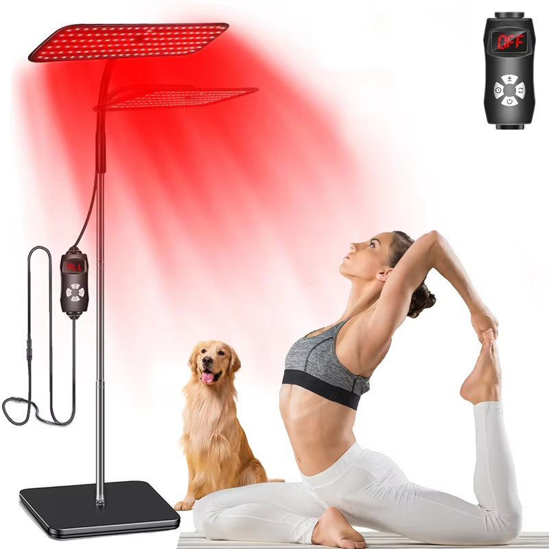 Red Light Therapy Torch 660Nm - スタンド付きLED赤色光療法ランプ。660nmと850nmの近赤外線を照射し、筋肉や関節の痛みを緩和し、顔の肌のケアにも使用できます。
