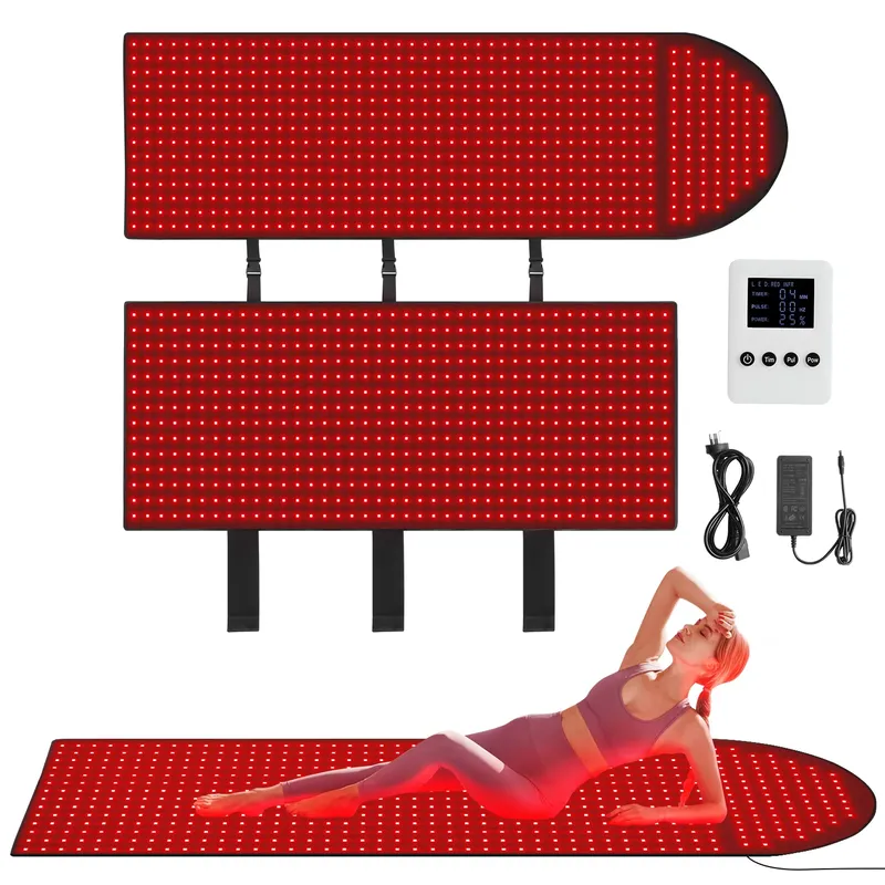 Led Light Therapy Bed Full Body - EMFなしカスタムロゴ入り全身ライトLEDマット赤色LED赤色光療法ベッドマットブランケット（ワイヤレスコントローラー付き）