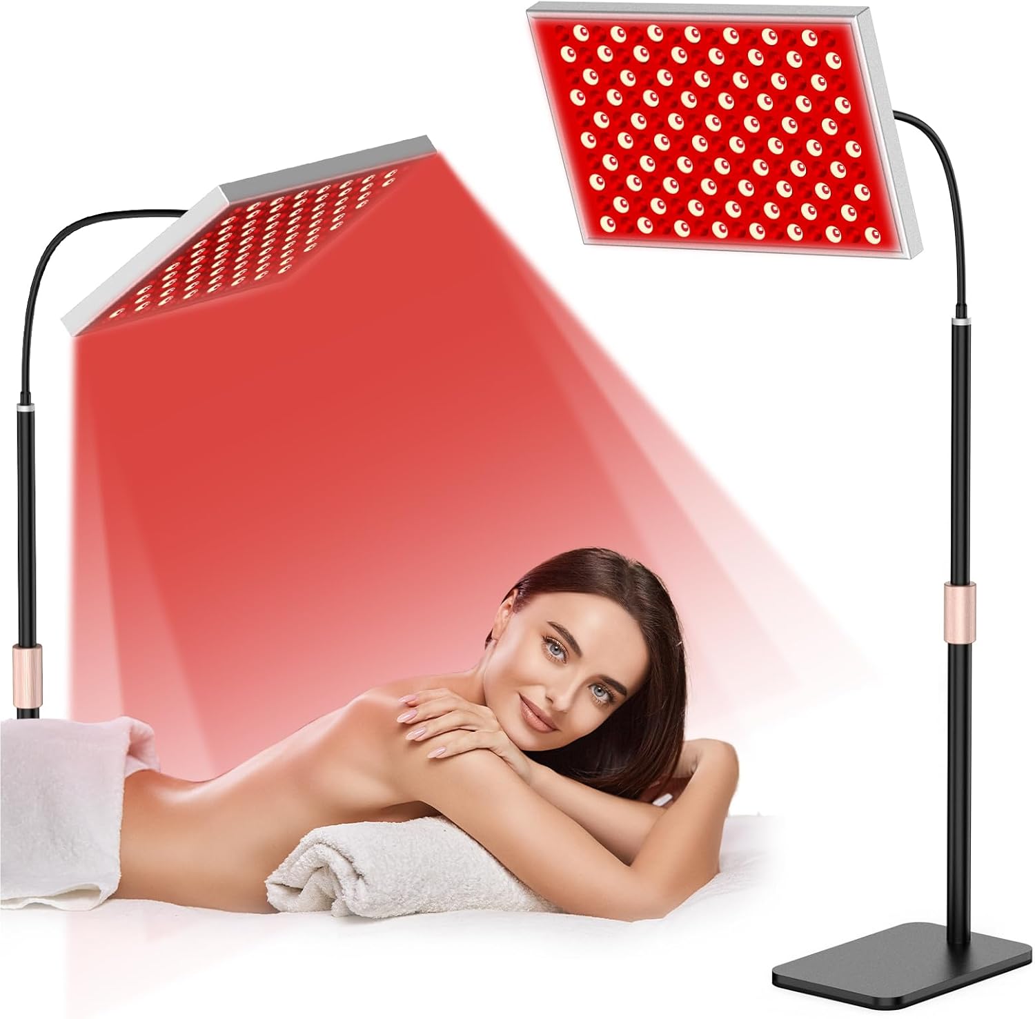 Red Light Therapy Torch 660Nm - 赤色光療法ボディ用赤外線ライトセラピーパネルランプ（スタンド付き）、660nmと850nm近赤外線、自宅で顔と体に使用可能