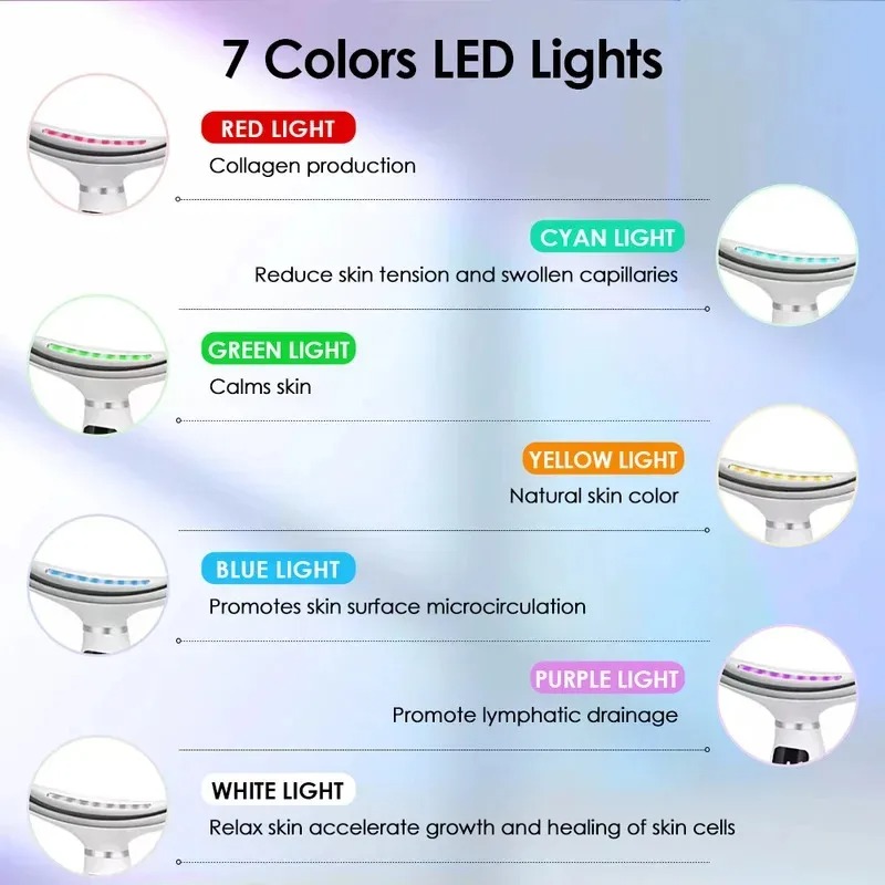 首と顔の引き締めマッサージ器。7色のLEDライトによる光療法 - Photon Light Therapy Device Skin のレビューと価格