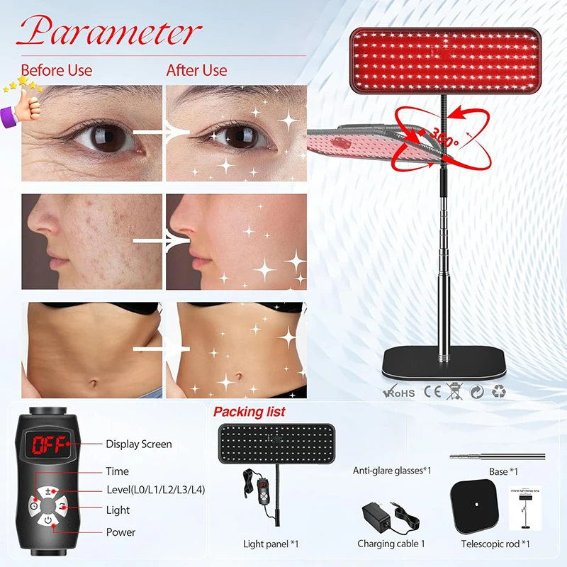 近赤外線ライトパネル 660nm 850nm 赤色光ランプ  - Red Light Therapy Torch 660Nm のレビューと価格